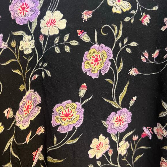 LC Lauren Conrad Boho Floral Bell Sleeve Blouse Medium Ruffle Flutter Sleeve - Picture 4 of 12